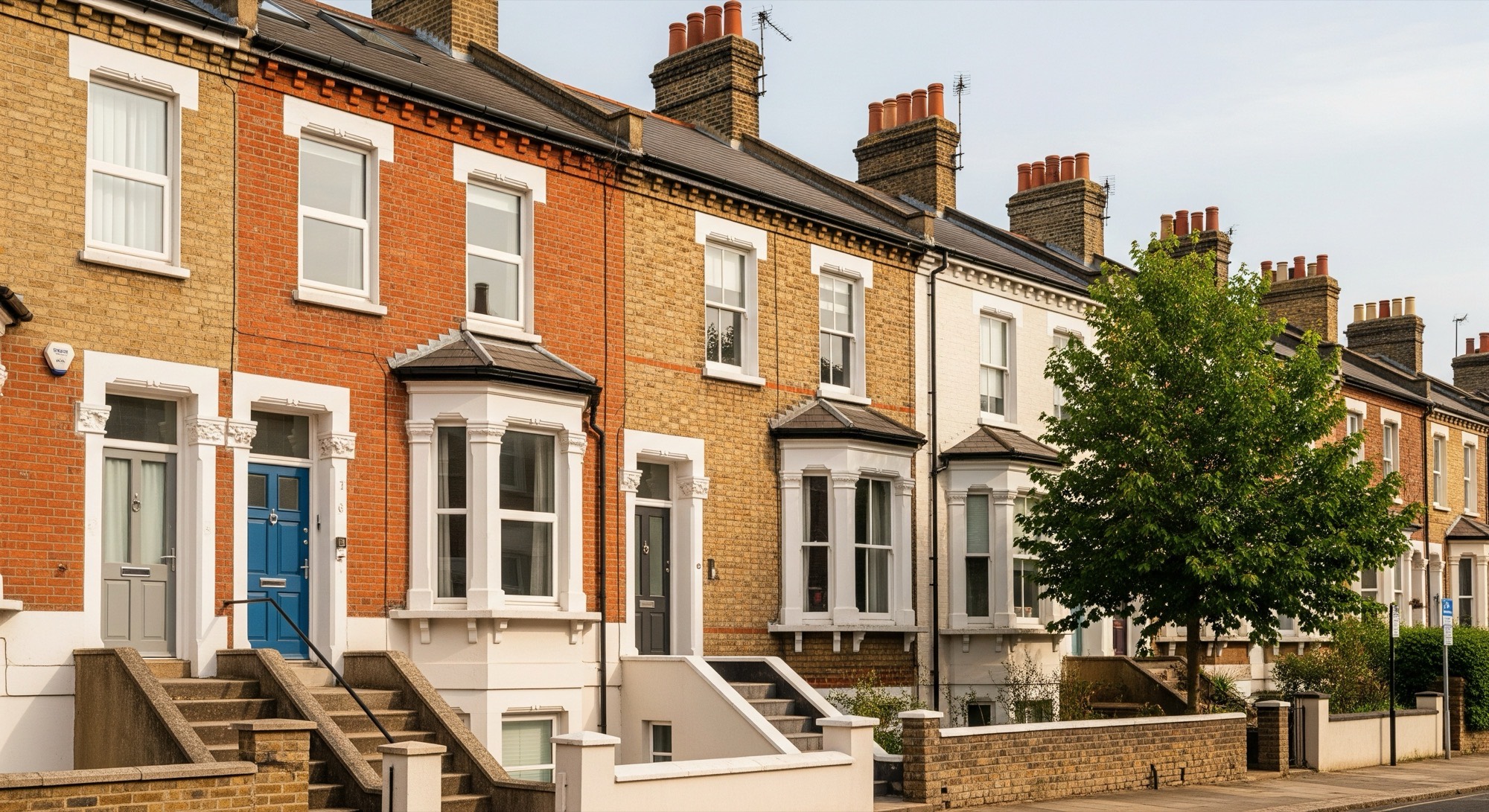A row of traditional terraced houses on a Bristol street
